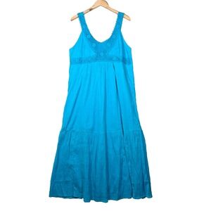 Old Navy Cotton Midi Sundress Turquoise XXL Cotton Lined Made in India Pullover
